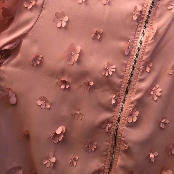 JustFab 3d Floral Bomber in Mellow Rose - Picture 12 of 14